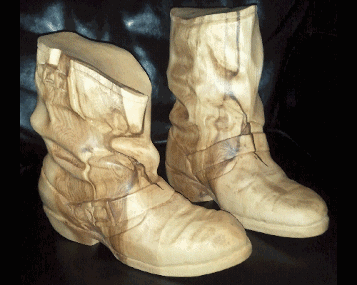 Hand carved mens boots to jean jacket set